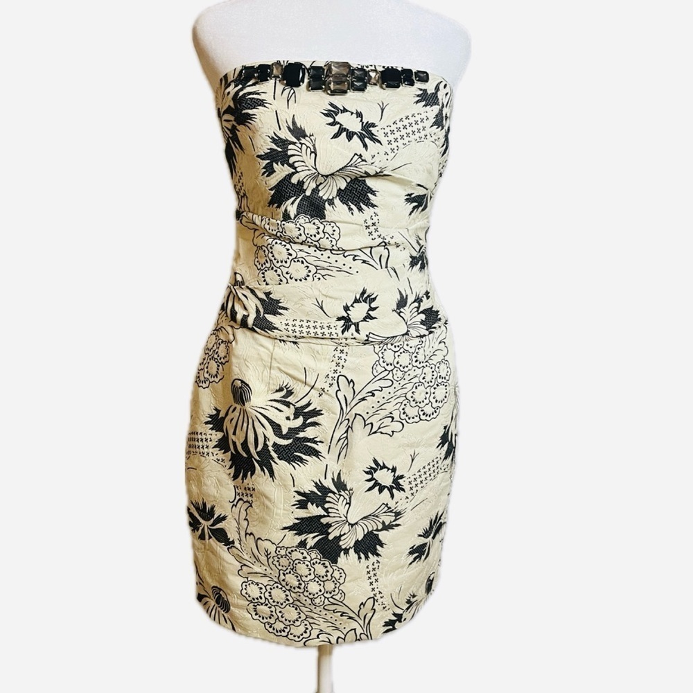 Kay Unger New York Strapless Mixed Media Cocktail Dress - Size 10